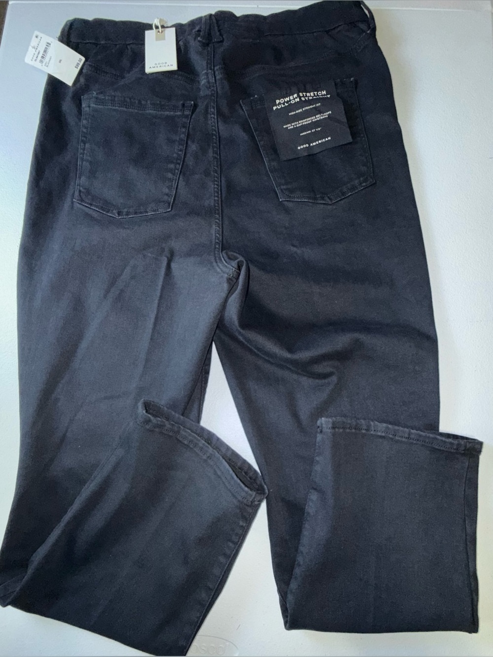 Good American Power Stretch Pull-On Straight Leg Jeans NWT 3XL Black - Picture 7 of 13
